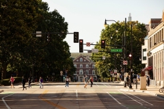 (8) View of Wright Street looking across crosswalk at Green Street towards the Main Library.